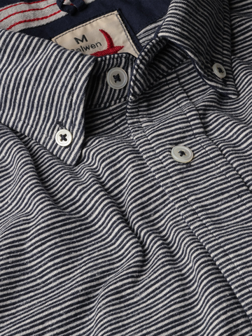 Hemp Stripe Button Down in Mightnight/White