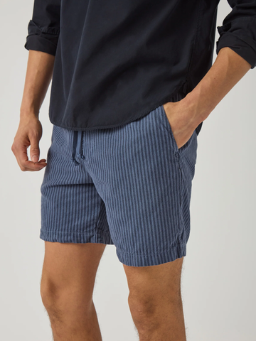 Hemp Stripe Easy Short in Blue & Navy