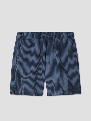 Hemp Stripe Easy Short in Blue & Navy