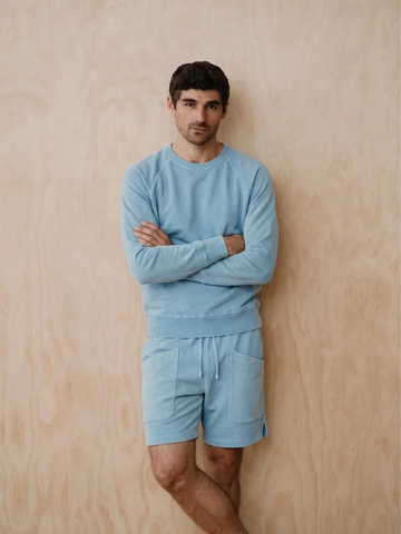 Organic Cotton Hemp Fleece Crew in Ocean