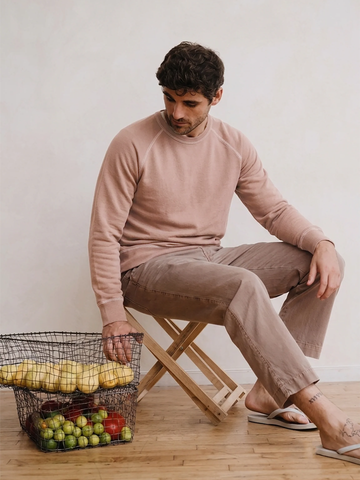 Organic Cotton Hemp Fleece Crew in Rose