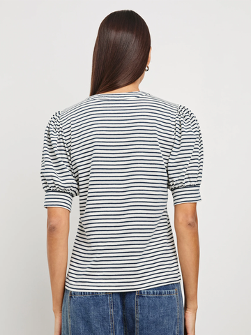 Jewel Top in Ivory Navy Micro Stripe