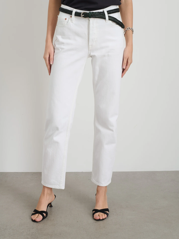 Jane Mid Rise Straight Jean in Shiro White Wash