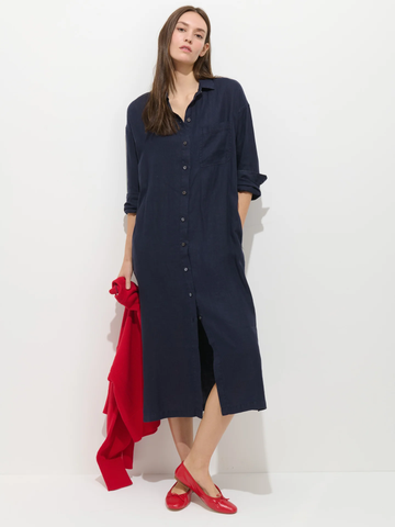 Kerry Shirtdress Linen in Dark Navy