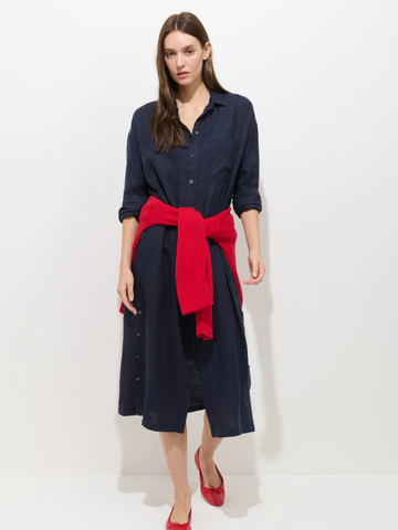Kerry Shirtdress Linen in Dark Navy