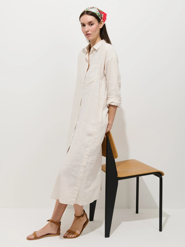 Kerry Shirtdress Linen in Light Cement