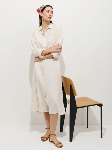 Kerry Shirtdress Linen in Light Cement