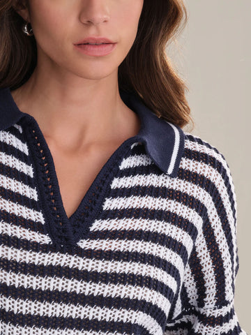 Kimberly Striped Pullover in Dark Blue