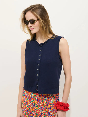 Kit Vest in Cotton in Navy Night