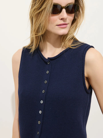 Kit Vest in Cotton in Navy Night