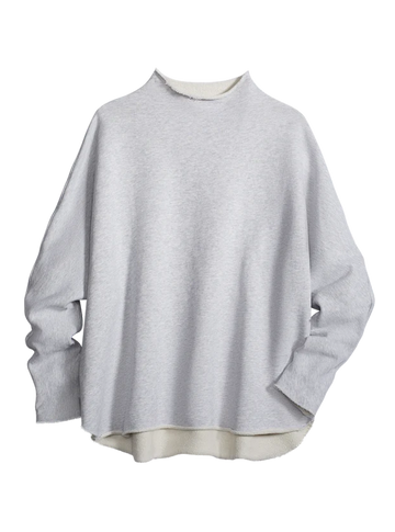Effie - L/S Funnel Neck Capelet in Gray