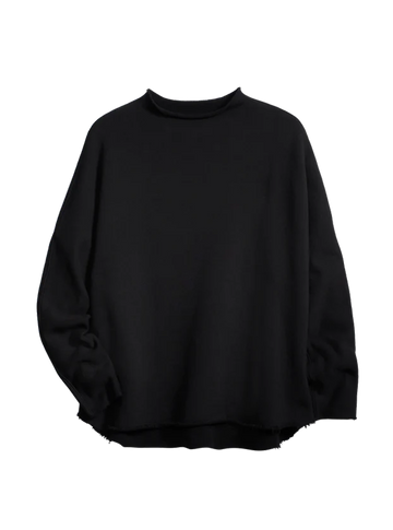 Effie - L/S Funnel Neck Capelet in Black