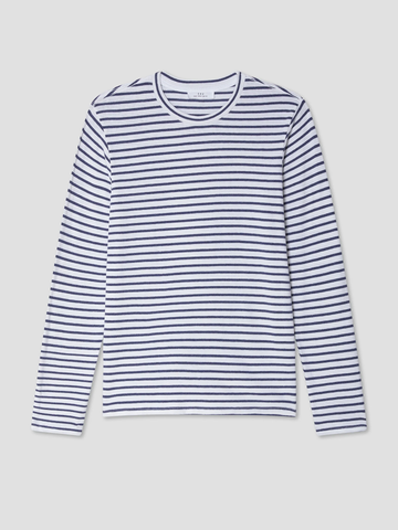 LS Organic Hemp Strip Crew Tee in White