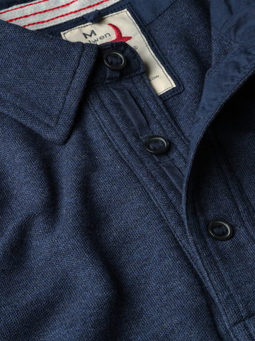 L/S Vintage Pique Polo in Navy Heather