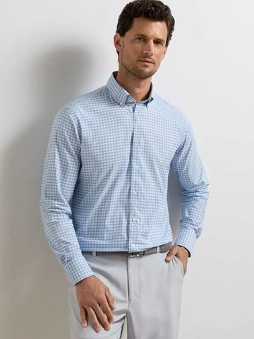 Lewis Performance Twill Sport Shirt in Cloudy Blue