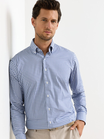 Lewis Performance Twill Sport Shirt in Windsor Blue
