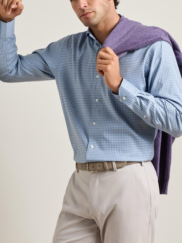 Liam Crown Soft Twill Sport Shirt in Blue Freesia