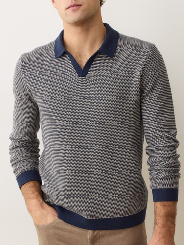 Liam Sweater Polo in Navy & Driftwood