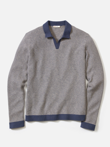Liam Sweater Polo in Navy & Driftwood