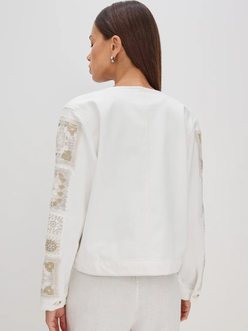 Lido Jean Jacket in Vintage Ecru Crochet