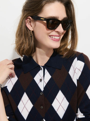 Lillian Polo Argyle Merino Wool in Navy