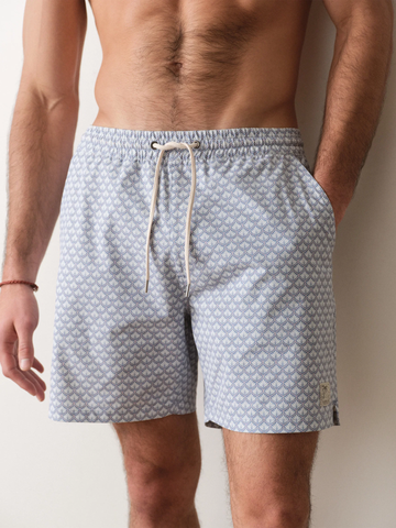 Lined Sport & Swim Short 6” in Light Blue Agave Print