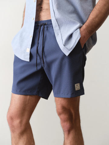 Lined Sport & Swim Short 6” in Navy Blue Stripe