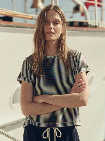 The Little Tee in Navy Stripe