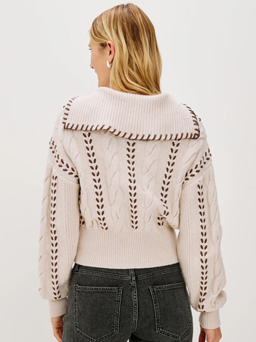 Lune Sweater in Oatmeal Brown Whip Stitch
