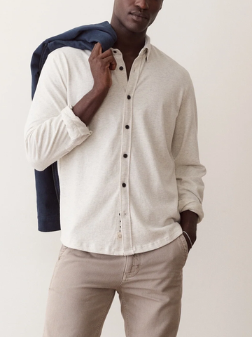Luxe Jersey Shirt in Oatmeal Heather