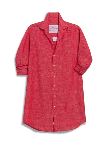 Mary Classic Shirtdress in Red Linen