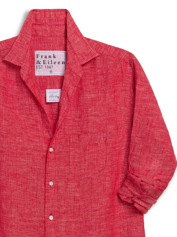 Mary Classic Shirtdress in Red Linen