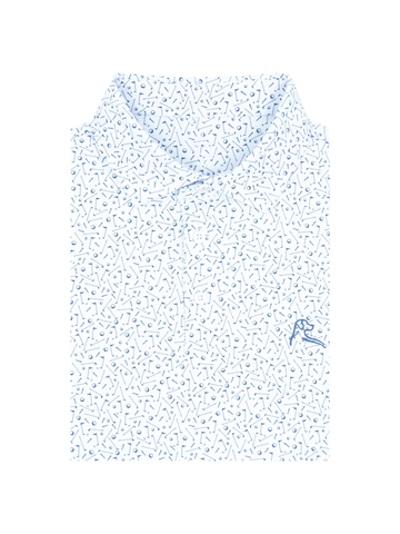 The Mulligan Polo in White/Coastal Blue