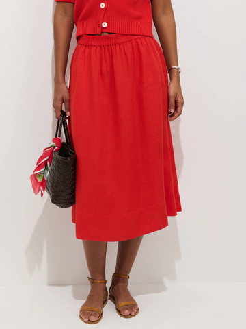 Maddie Skirt in Linen in Chili