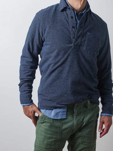 Mariner Polo in Navy and White Stripe