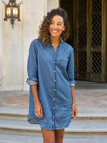Ruffle Mary in Vintage Wash Denim