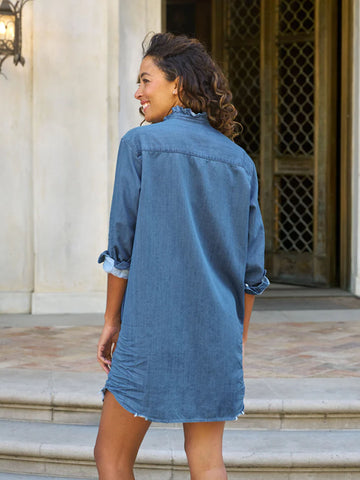 Ruffle Mary in Vintage Wash Denim