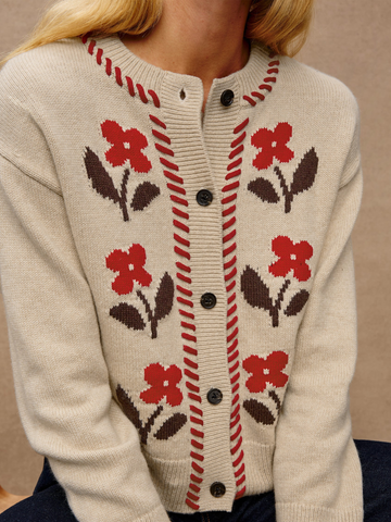 Mavie Cardigan in Carmine Floral