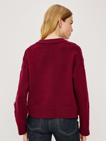 Mavie Cardigan in Garnet Daisy