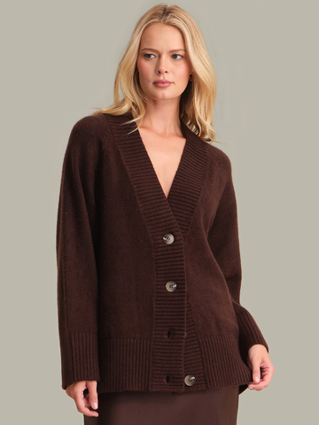 Miller Oversized Cozy Cardigan in Coffee Bean