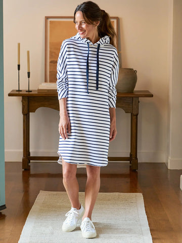 Mini James Dress in Wide Navy French Stripe