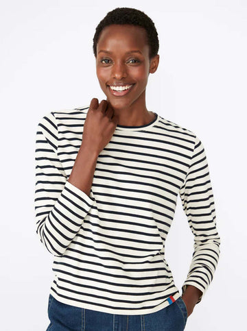 The Modern Long Tee in Cream/Navy