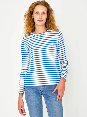 The Modern Long in White/Royal Blue