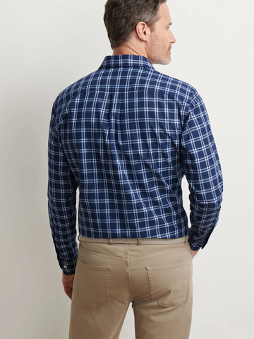 Mystic Performance Flannel Sport Shirt in Navy