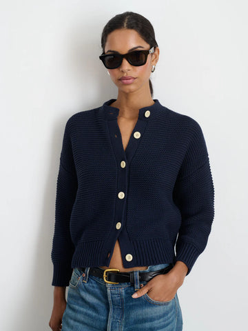 Nico Cardigan in Cotton Sweater in Midnight Navy