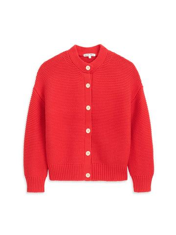 Nico Cardigan in Cotton Sweater in Berry Red