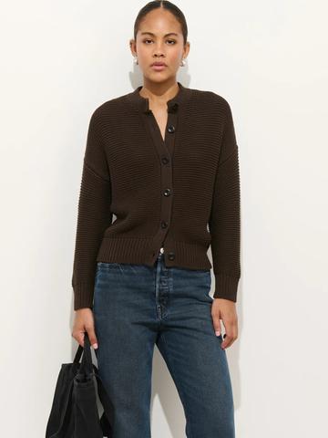 Nico Cardigan in Cotton in Dark Chocolate