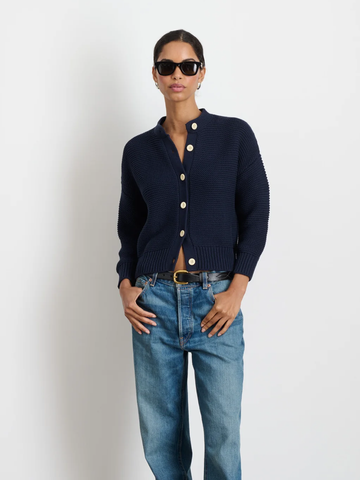Nico Cardigan in Cotton in Dark Navy