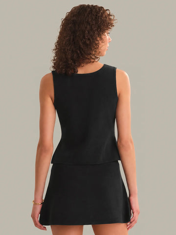 Nicolette Fitted Button Front Vest in Black