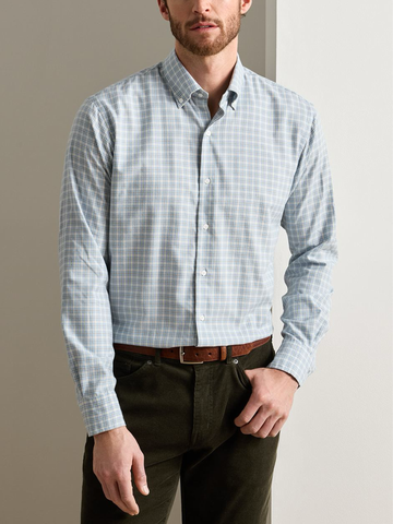 Oliver Performance Flannel Sport Shirt in Gravel Blue